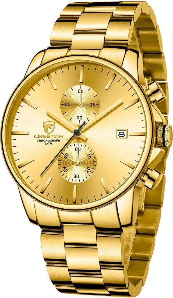 Orologio Casual Uomo Cronografo Acciaio Inossidabile con Data Auto