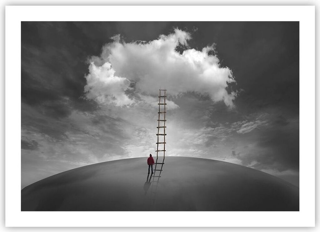 Poster - Poster ohne Rahmen - Symbol Leiter Himmel - 70x50 cm - Wand Bild - Wanddeko - Wandbilder - Kunstposter - Wandposter - Bilder - Kunstdruck ...
