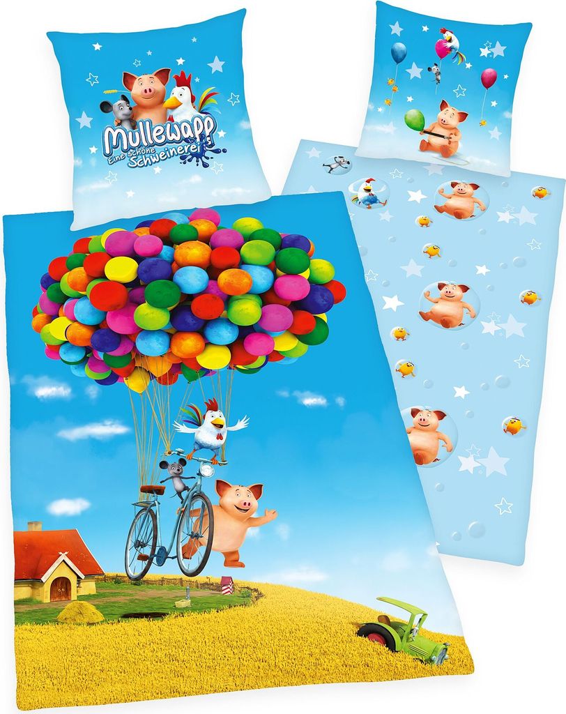 Herding Biber Flanell Kinder Wende - Bettwäsche 2 tlg. 135x200cm Mullewapp
