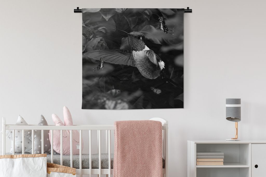 MuchoWow® Wandteppich Wandbehang Kolibri zwischen lila Produktbild 