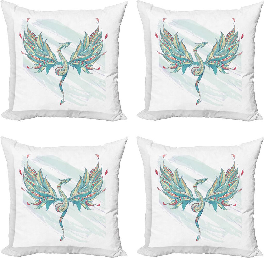 ABAKUHAUS Celtic Dragon Kissenbezug Set (4 Stück), Serpent Fantasy Art, Moderner Doppelseitiger Digitaldruck, 40 cm x 40 cm, Mehrfarbig