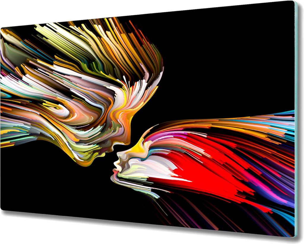 Coloray Schneidebrett Herdabdeckplatte 80x52 cm Kochplattenabdeckung Küchenbrett Hackbrett - Zeichen Expressionismus