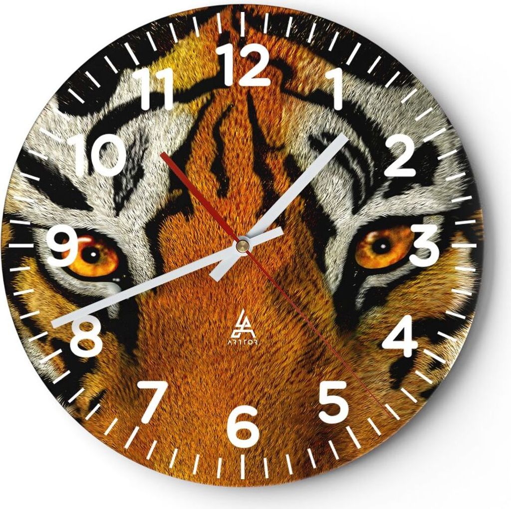 Wanduhr - Rund - Glasuhr - Tiger Tiere Natur Safari - Produktbild 