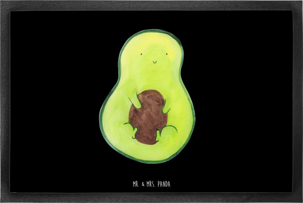 Mr. & Mrs. Panda fußmatte Avocado Kern 60 x 90 cm - Schwarz - Geschenk, Avokado, Lächeln, Schmutzfangmatte, Schmutzmatte, Spruch Leben, Sauberlau...