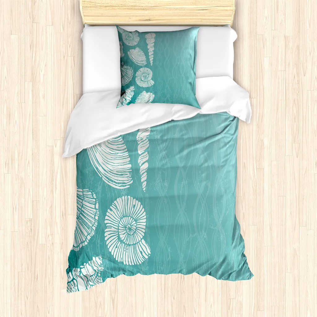 Set Copripiumino Creature Oceaniche ABAKUHAUS 135x200 - Stile Pale Teal