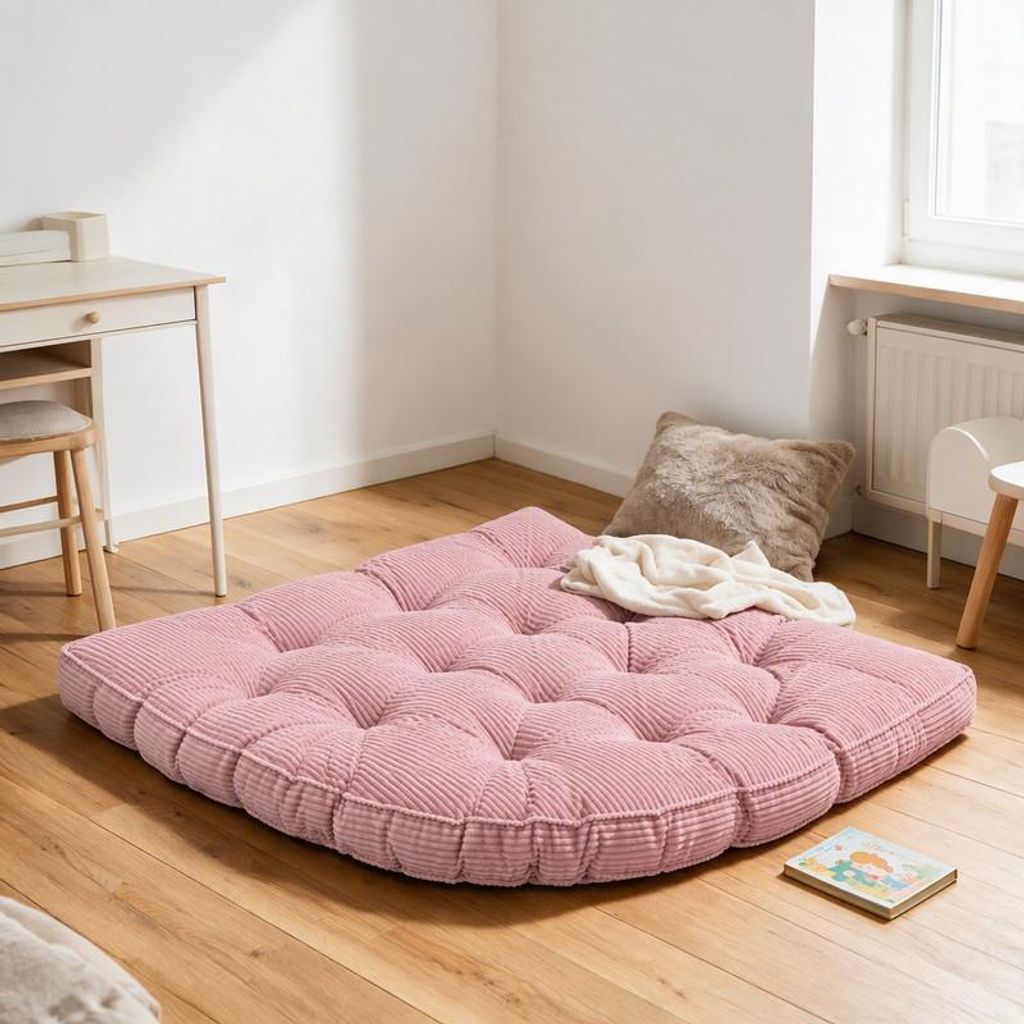 Bodenkissen 100 × 100 cm aus Flanell, weich, Fanform, Rosa Produktbild 
