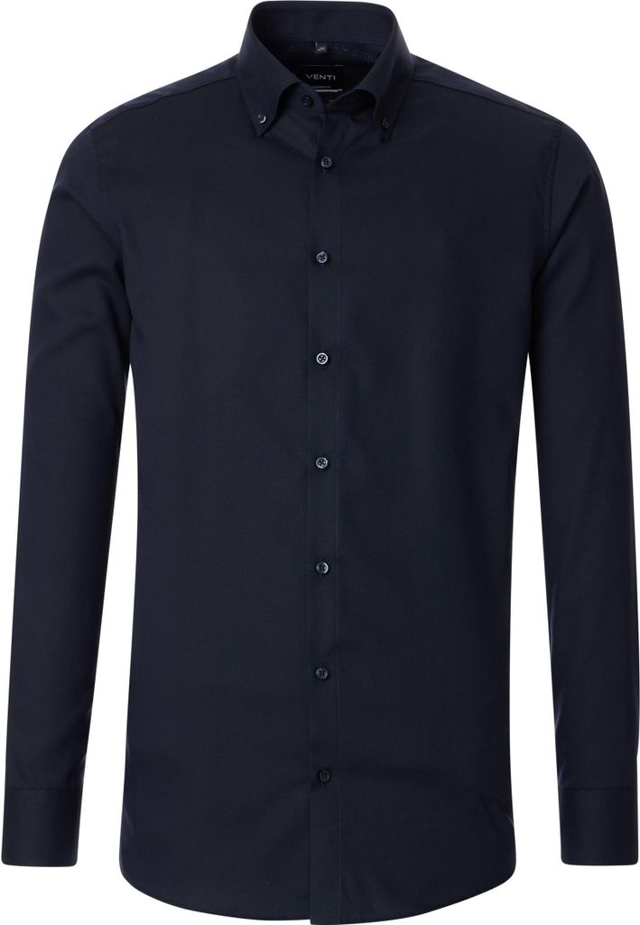 VENTI Herren Businesshemd Langarm Button-Down Modern-Fit Marine 46