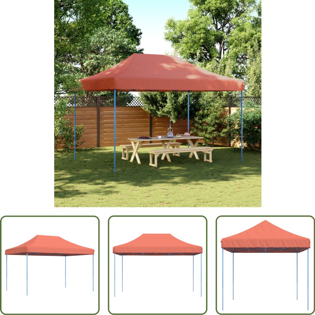 The Living Store Partyzelt Faltbar Pop-Up Terrakottarot 410x279x315 cm