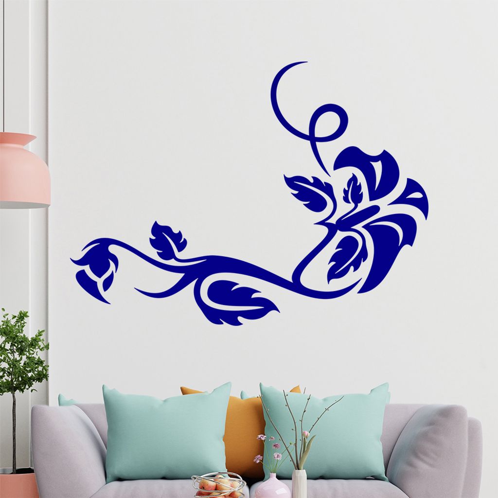 Blume - Linien Wandtattoo in 6 Größen - Wandaufkleber Wall Sticker - Dekoration, Küche, Wohnzimmer, Schlafzimmer, Badezimmer