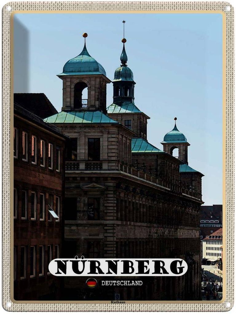 vianmo Blechschild 40x30 cm Nürnberg Rathaus Gebäude Bildmotiv Reisemotiv Abenteuer Reisen