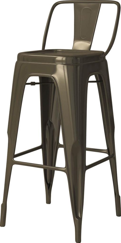2er-Set CALIFORNIA | Tolix Barhocker | Rost Matt | Metall | + Rückenlehne | Industrial Barstuhl, Industrie Barhocker