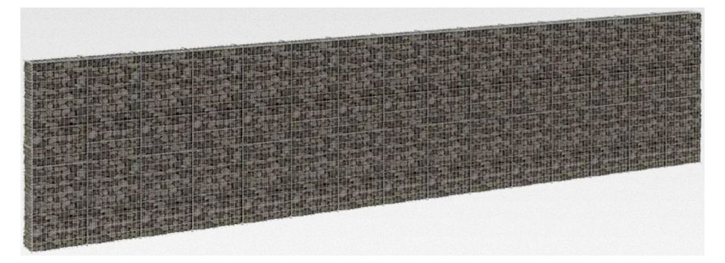 Gabionenwand aus verzinktem Stahl 900x30x200 cm Silber