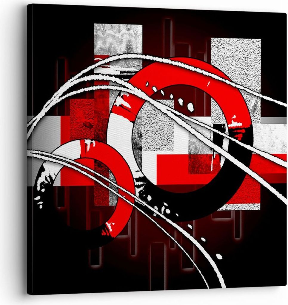 Bild auf Leinwand - Leinwandbild - Grafische komposition geometrisch zahlen - 30x30cm - Wand Bild - Wanddeko - Leinwanddruck - Bilder - Kunstdruck ...