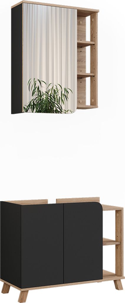 Vicco Badmöbel-Set Karen, 2 Teile, Sonoma/Anthrazit