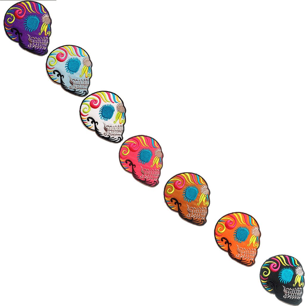 Totenkopf Modern Skelett - Aufnäher, Bügelbild, Aufbügler, Applikationen, Patches, Flicken, Zum Aufbügeln, Größe: 8.2 x 10 cm