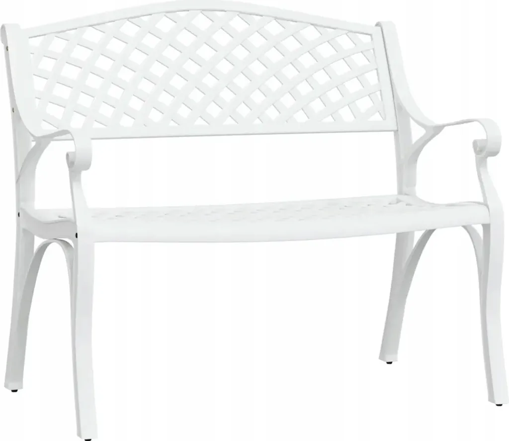 Banc de jardin en fonte d'aluminium blanc 102x83cm - Style romantique