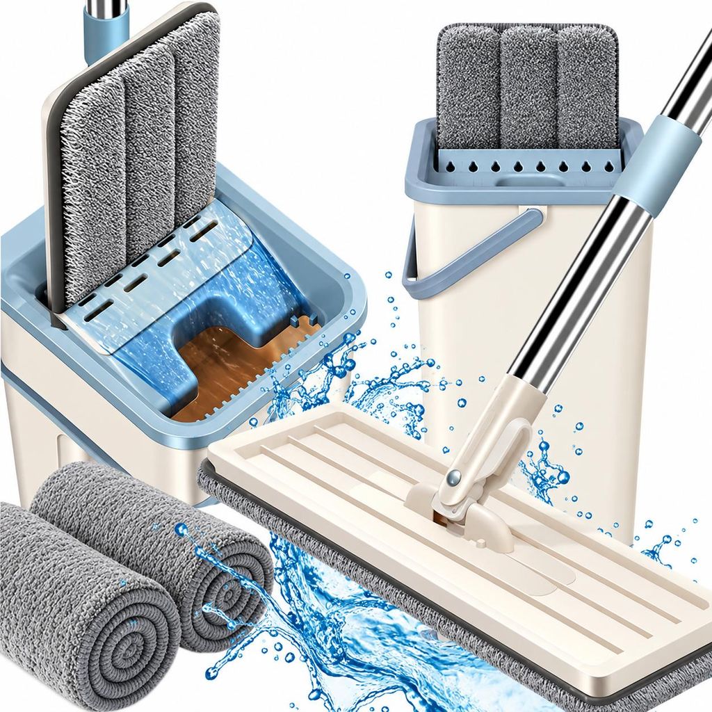 Dionizos Flachmopp Set mit 2-Kammer-Eimer – Wischmopp mit Produktbild  KI-generiertes Bild