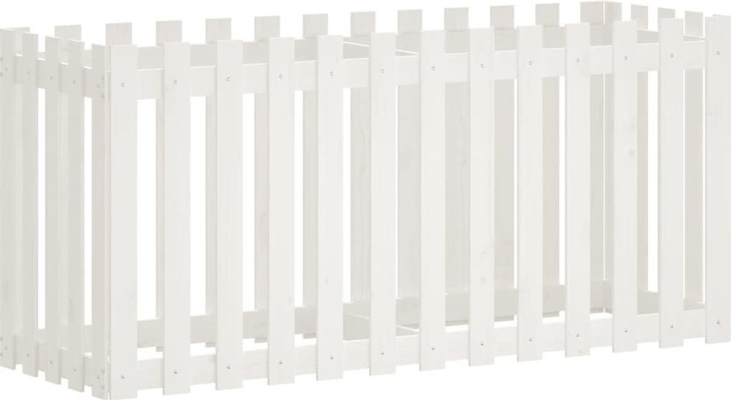 Hochbeet Lattenzaun-Design Weiß 150x50x70 cm Massivholz Kiefer