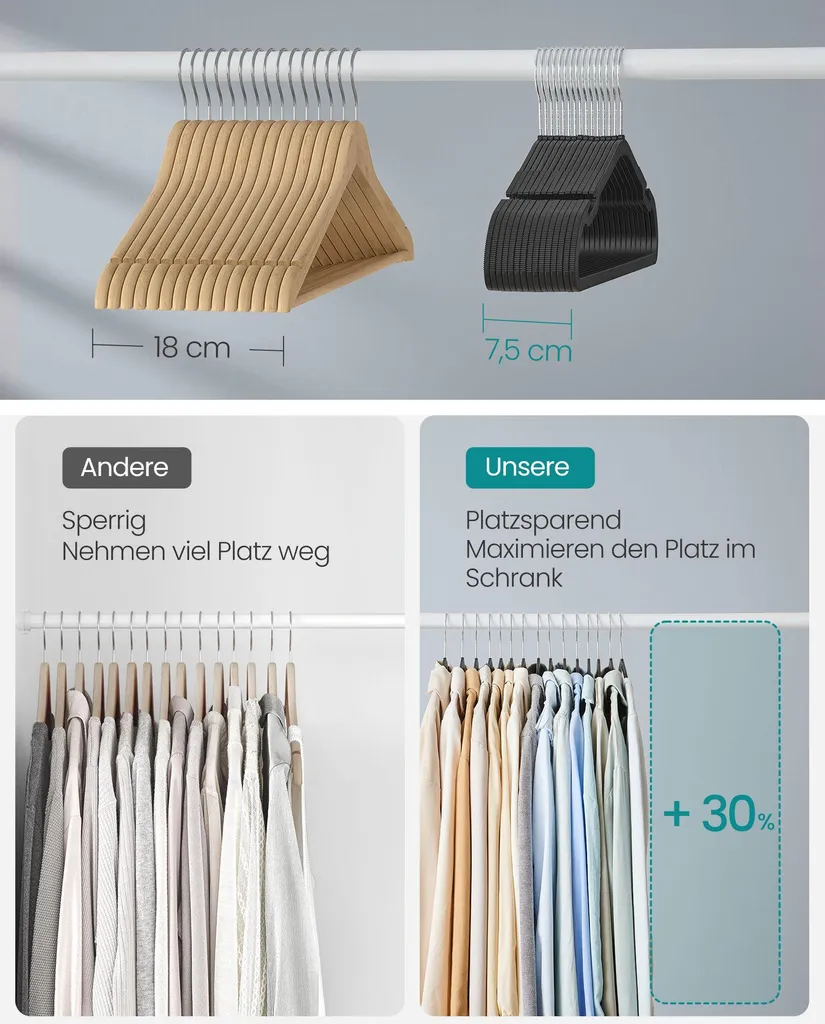 Cintre gain de place noir d'encre avec crochet mobile pour dressing chic