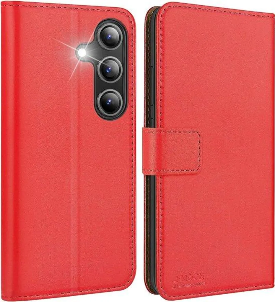 Protection Galaxy S25 antichoc cuir rouge : ne perdez plus vos cartes