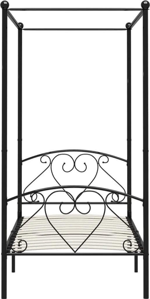 Châssis de lit à baldaquin noir 100x200 métal : solidité et gain de place - 2