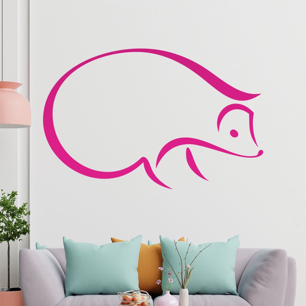 igel Linien Wandtattoo in 6 Größen - Wandaufkleber Wall Sticker - Dekoration, Küche, Wohnzimmer, Schlafzimmer, Badezimmer