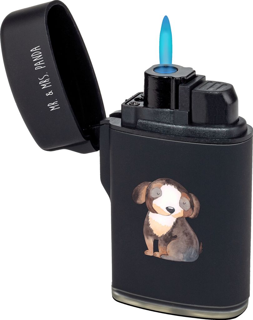 Mr. & Mrs. Panda Feuerzeug Hund Entspannen - Schwarz - Geschenk, Süß, Liebe, Sprüche, sturmfeuerzeug, Hundeliebe, Zünder, Feuerzeuge, sturmfeue...