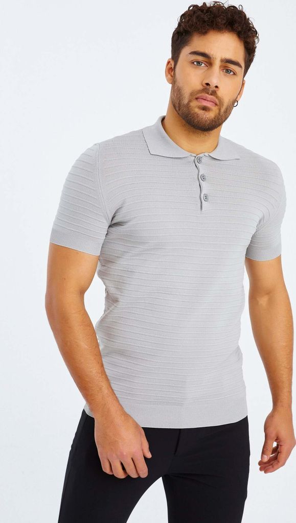 Leif Nelson Polo Herren T-Shirt Feinstrick Polo LN-20770, Grau / L