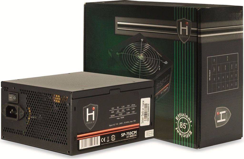 Inter-Tech Netzteil 750W HIPOWER SP-750CM 1X 140mm Lüfter retail