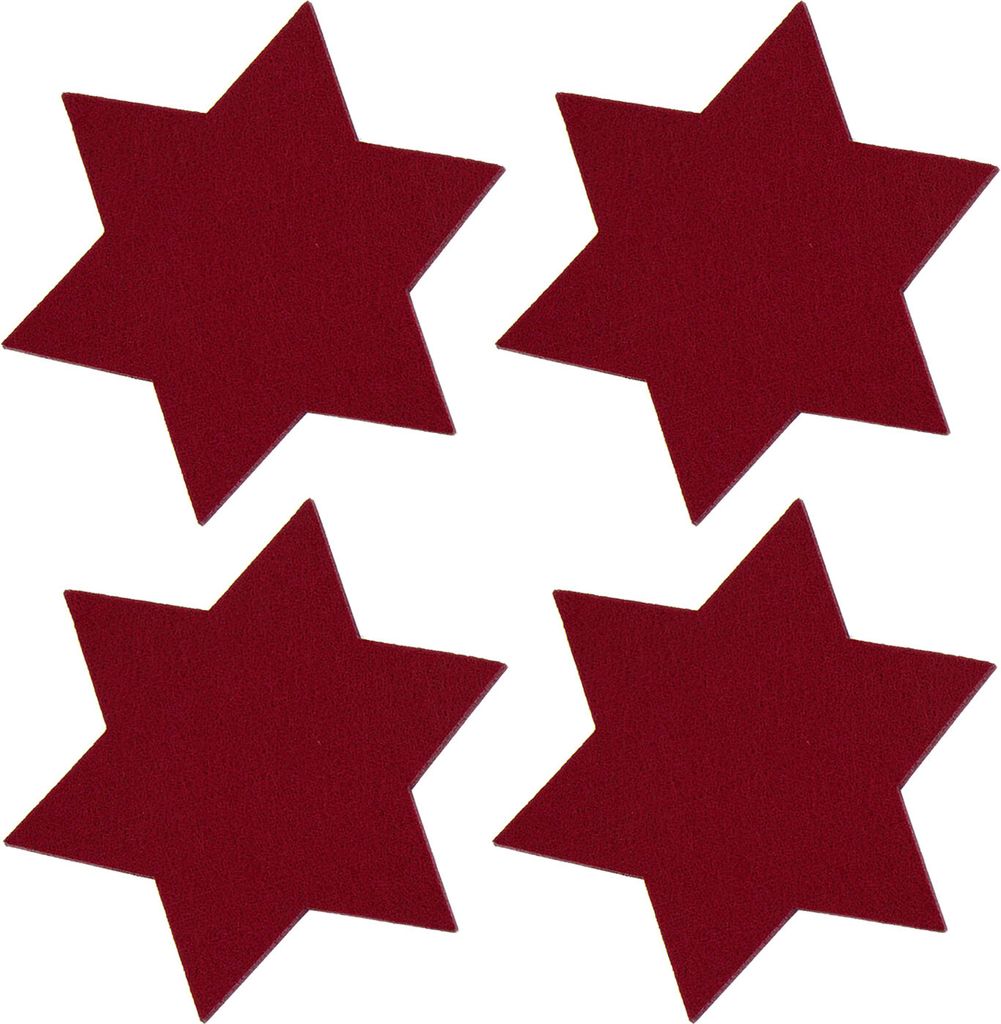 Oblique Unique 4 Filz Untersetzer Sterne Glasuntersetzer Weihnachtsdeko Tischdeko Ø 35cm - weinrot