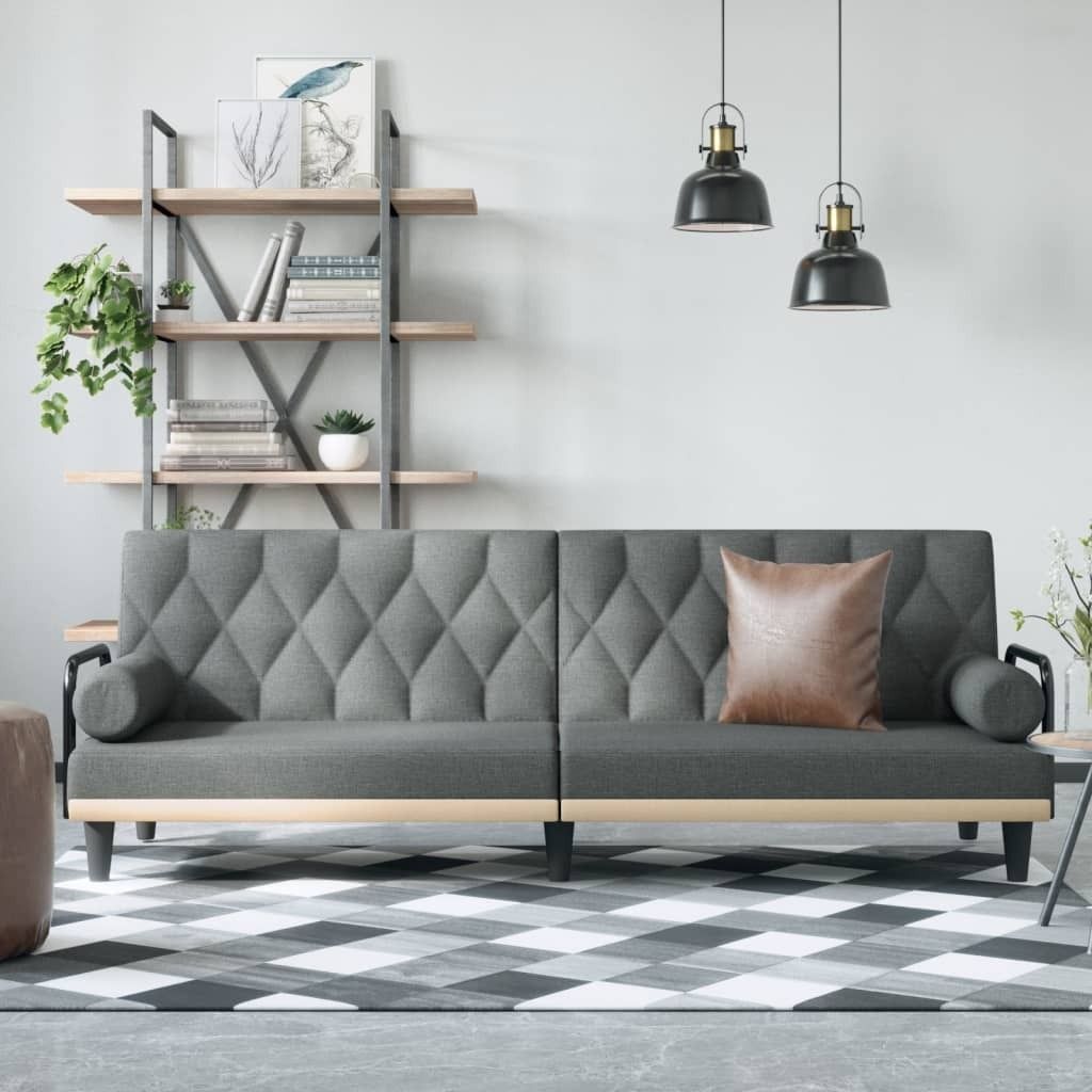 Möbel Schlafsofa mit Armlehnen Dunkelgrau Stoff - Klassische Sofas 351938