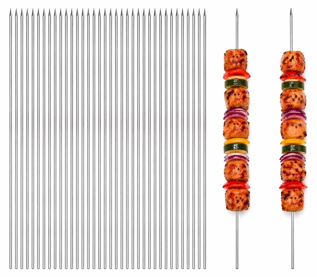 100 Stück Edelstahl Grillspieße 33 cm – Schaschlikspieße Produktbild 