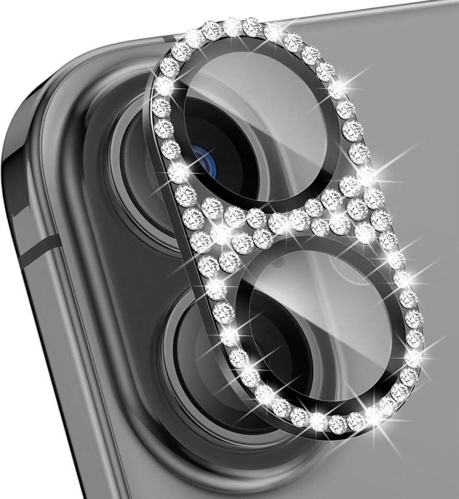 Kamera Schutzglas für Apple iPhone 17 aus Metall mit Diamant Optik Schwarz