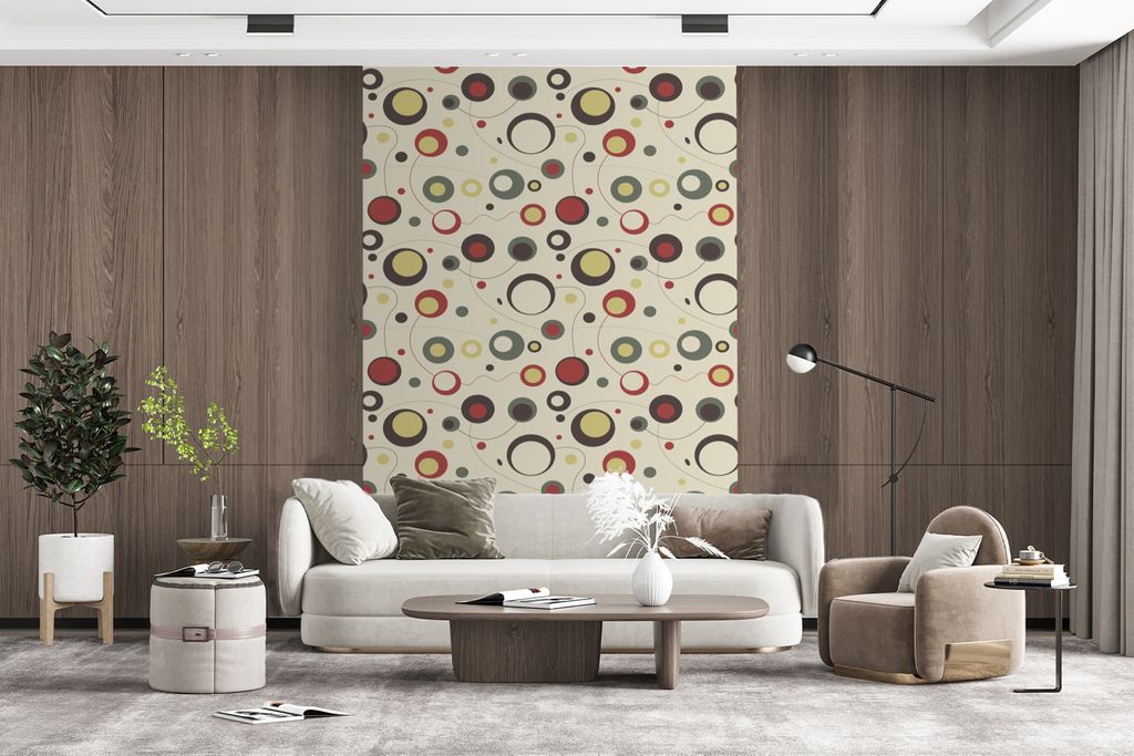 MuchoWow Fototapete für Wohnzimmer oder Schlafzimmer Wandtapete Vinyl Motivtapete Kreis - Linie - Design - 180x280 cm - Wallpaper