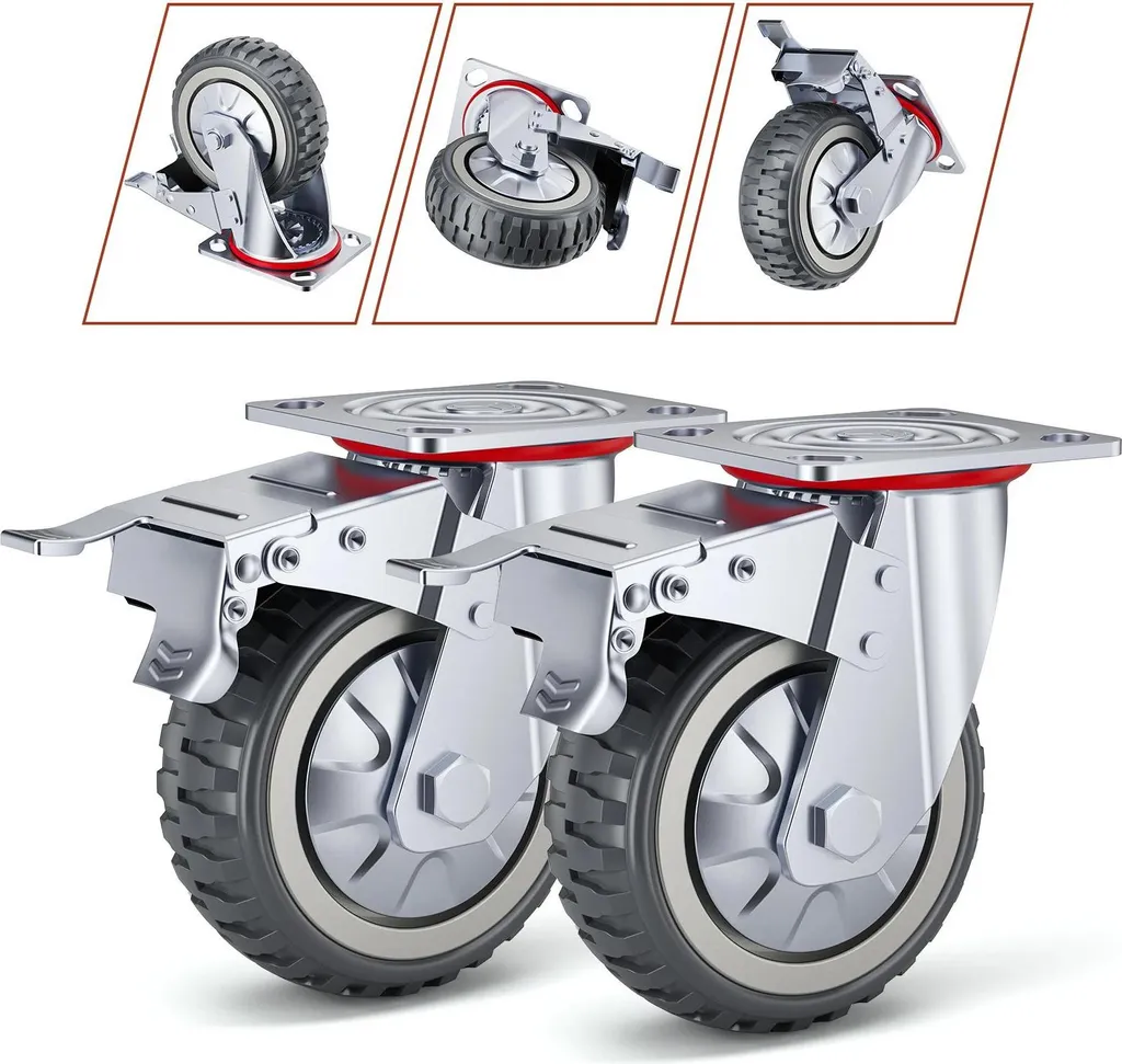 Roulettes pivotantes à 360° - Charge 600kg par roue - Double freinage