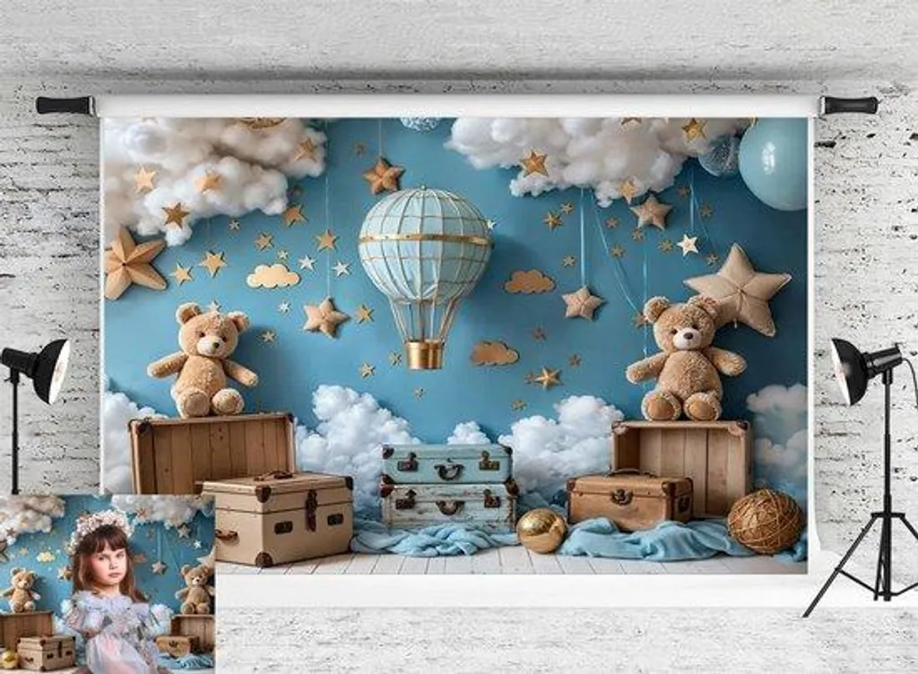 Fond de Studio Photo Enfant Ciel Bleu 2,2x1,5m Anti-plis pour Photo Pro