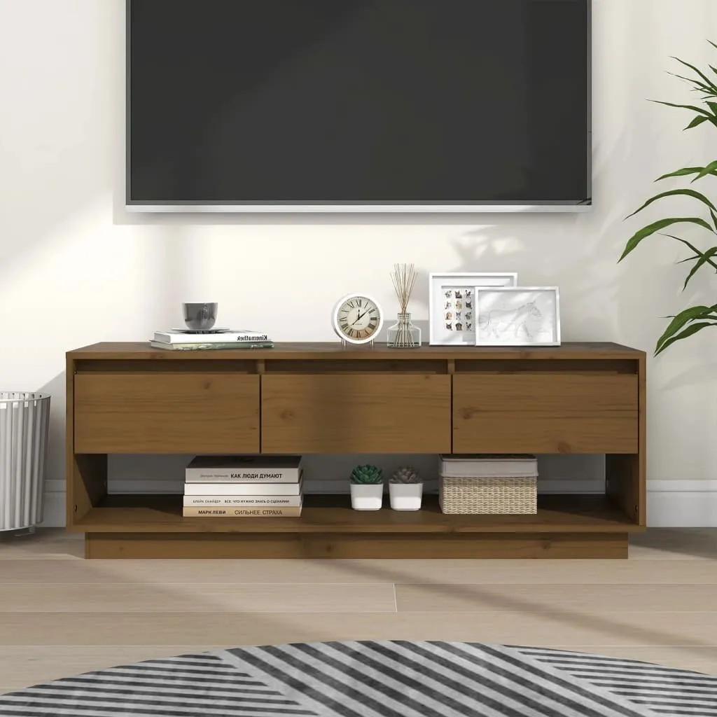 Porta TV Rustico in Legno Massiccio Miele 110cm | Arredo Soggiorno