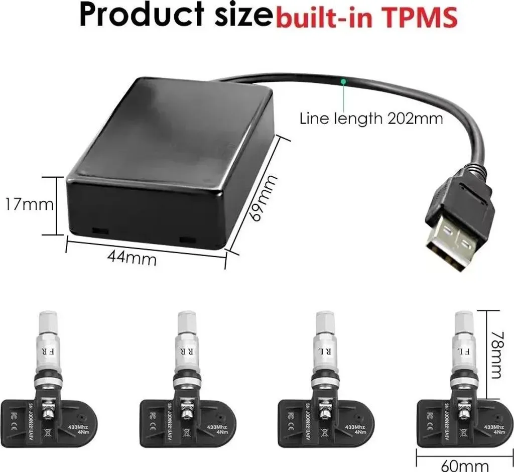 Système de surveillance TPMS Inner avec capteurs internes pour Android - 2