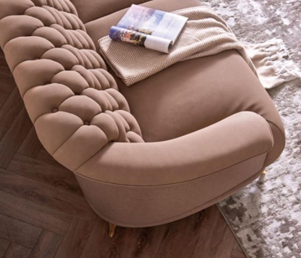 Chesterfield Design Sofa Couch Polster Sitz Garnitur 3+2+1 Leder Luxus Metall