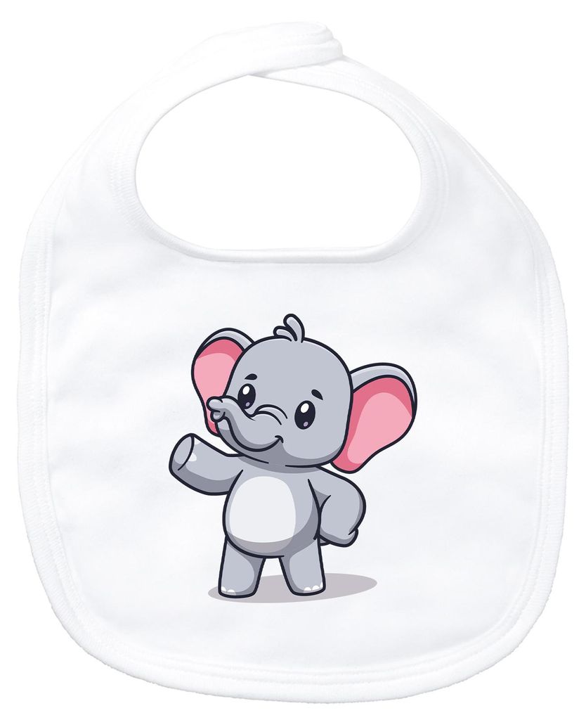 Huuraa Baby Lätzchen Elefant Comic White Klettverschluss Baumwolle Latz Geschenkidee