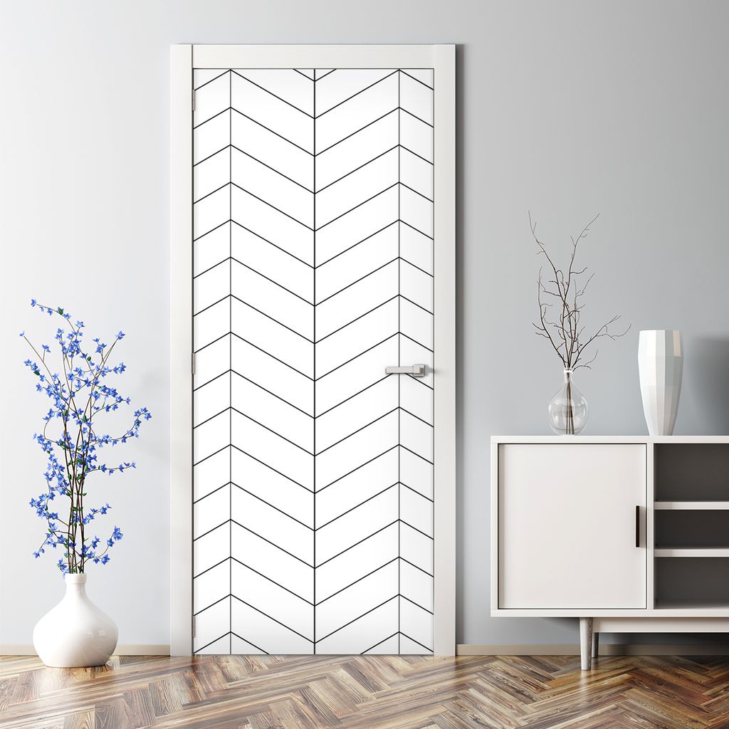 Dekorative Türtato Wandtattoo selbstklebend Türposter Weiße und schwarze Streifen 70 x 200 cm