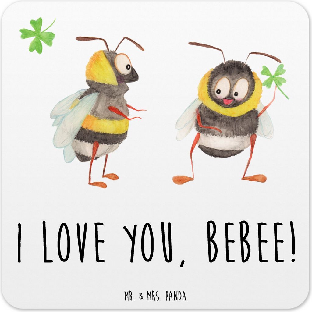 Mr. & Mrs. Panda Untersetzer für Gläser Bienen Paar 10er Set - Weiß - Geschenk, Partner, Schildkröten, Hochzeitstag, Tassenuntersetzer, Freundi...