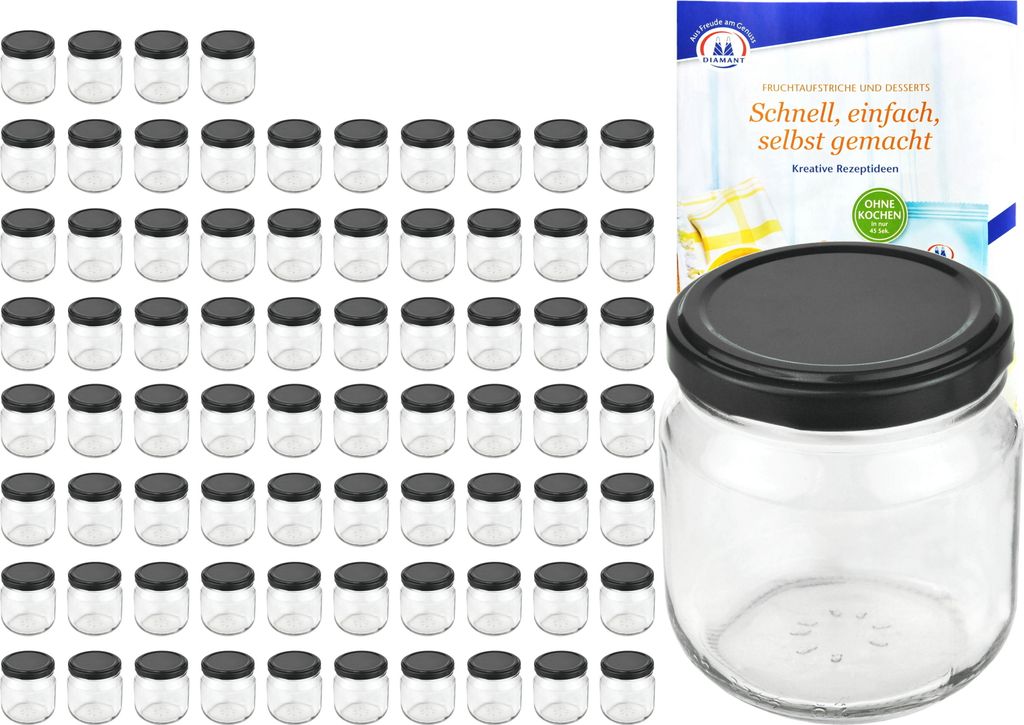 75er Set Rundglas 212 ml nieder To 66 schwarzer Deckel Produktbild 