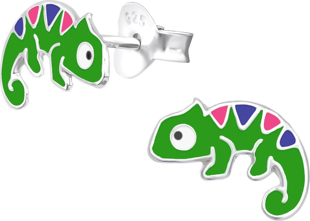 Kinder Ohrringe Ohrstecker 925 Sterling Silber mit Chamäleon