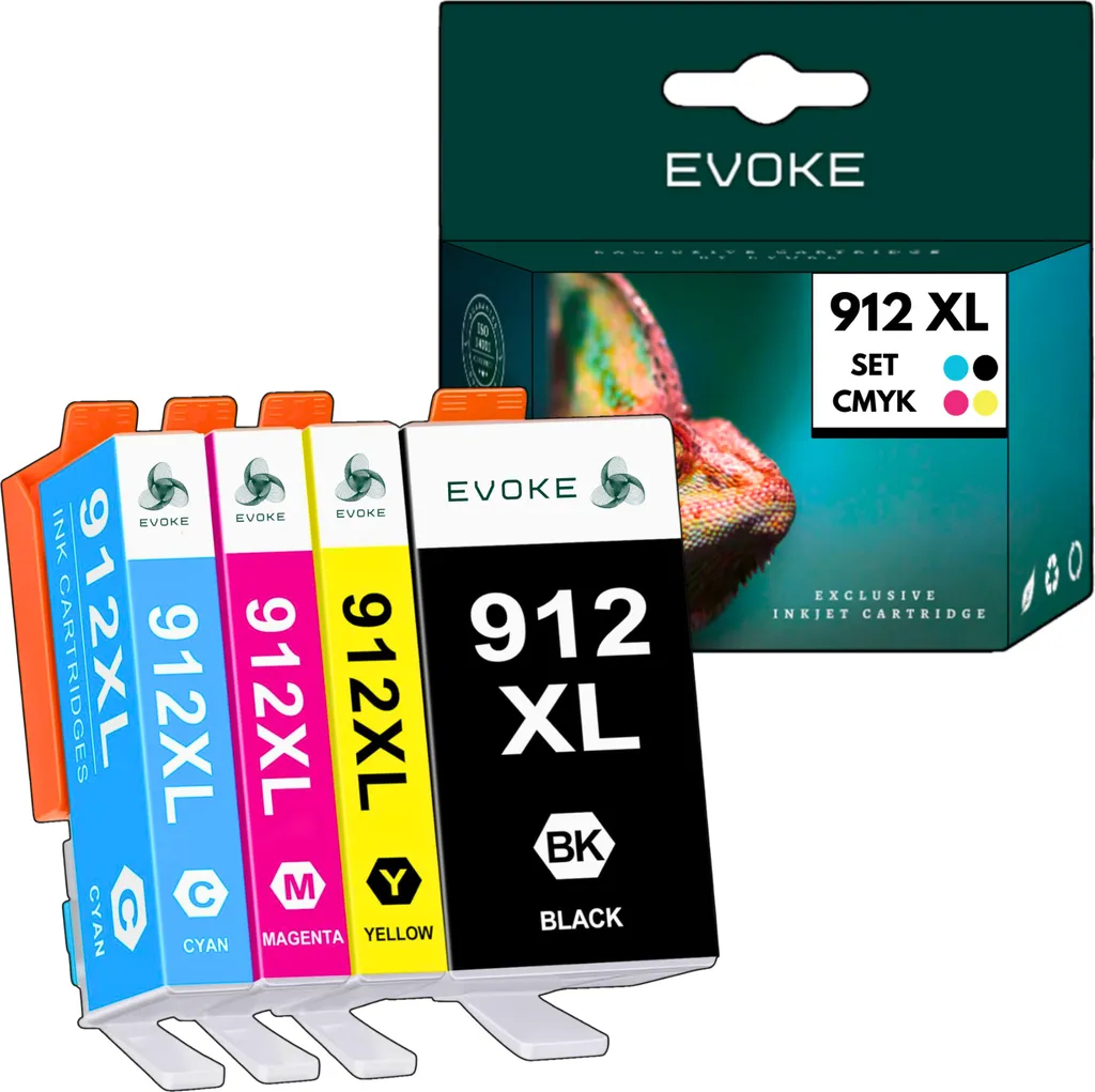 4x cartucce d'inchiostro per HP 912 XL | set nero + colore | sostituzione per 8010 8012e 8013 8014 8014e 8020 8022e 8024e 8025e