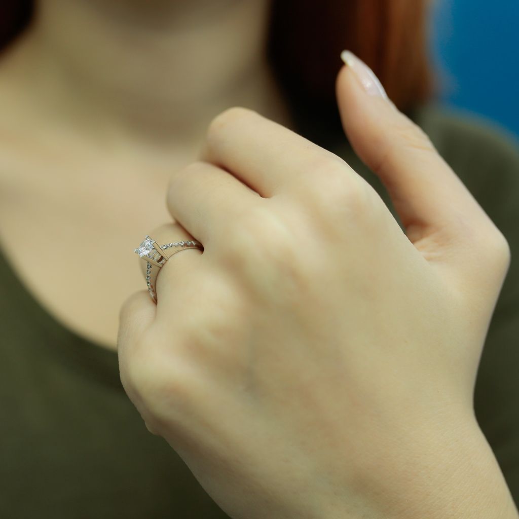 0,48 Carat Diamant Solitär Ring Antragsring 14 Karat Weißgold
