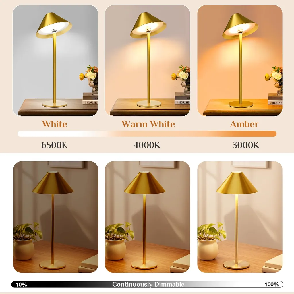 Lampada Magnetica Ricaricabile LED 3 Colori - Oro - Batteria 4000mAh - 4