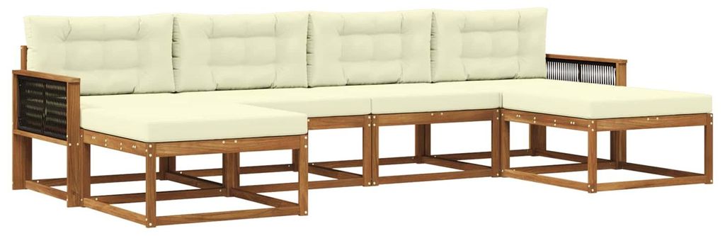 “2026 Modern“ Braun Outdoor-Sofagarnitur mit Kissen 6 pcs Natur und Creme - Designermöbel 48423 - Gartensofas