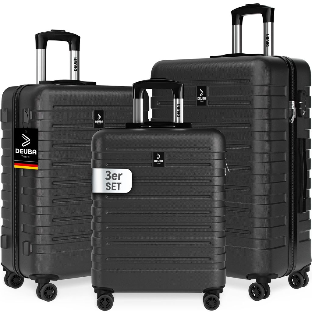 DEUBA TRAVEL Koffer Set 3tlg Hartschalenkoffer Schwarz Produktbild 