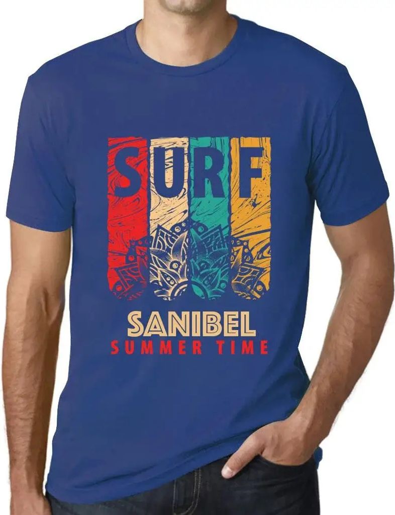 Herren Grafik T-Shirt Sommerliches Surfen auf Sanibel – Summer Time Surf In Sanibel – Öko-Verantwortlich Vintage Jahrgang Kurzarm Lustige Druck